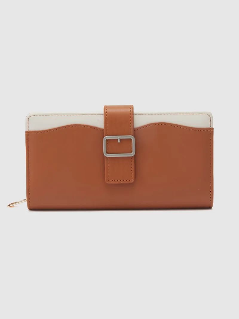 globus Globus Women Tan Colourblocked Zip Around Wallet